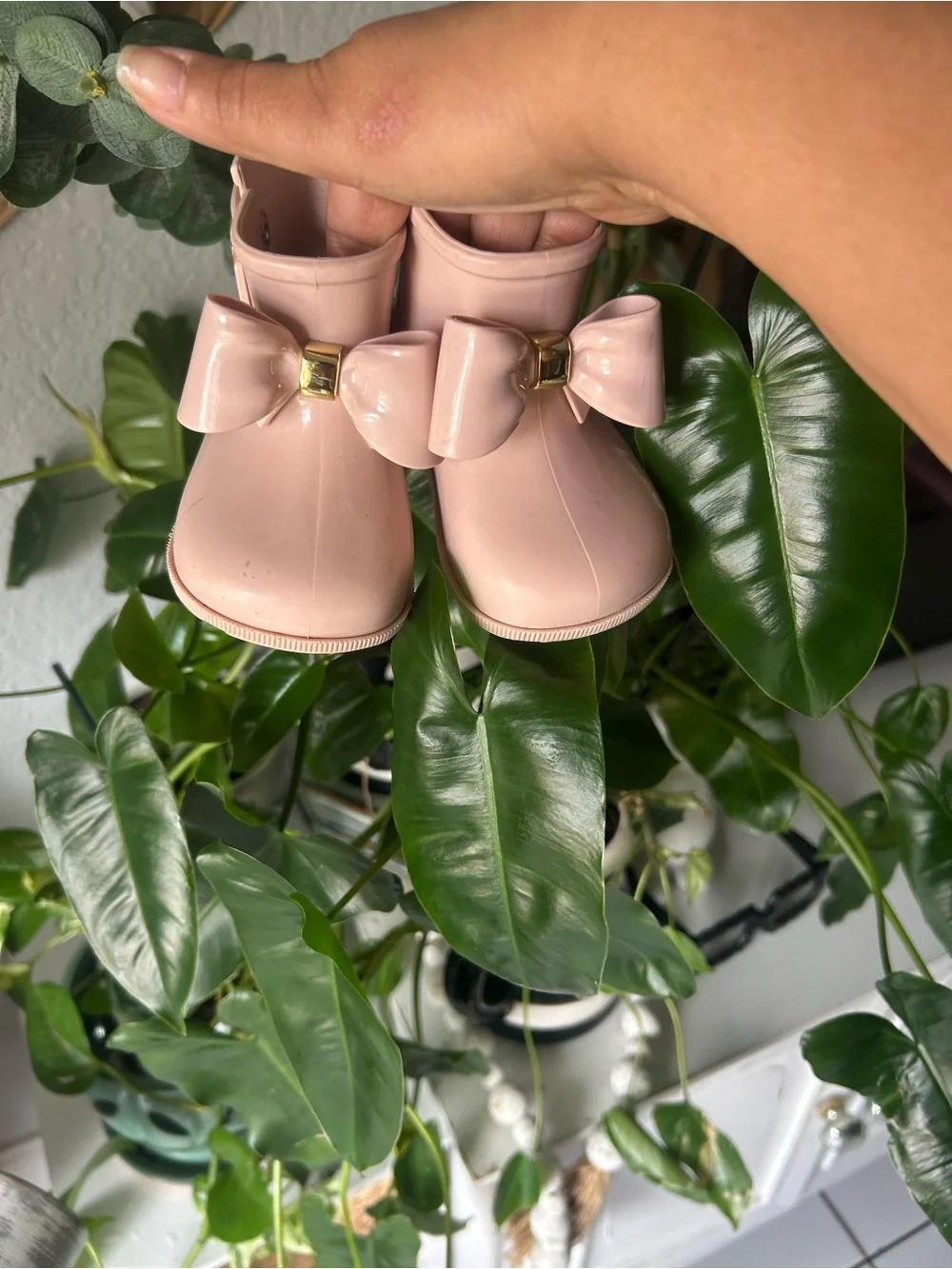 Mini Melissa Blush Pink Bow Rain Boots